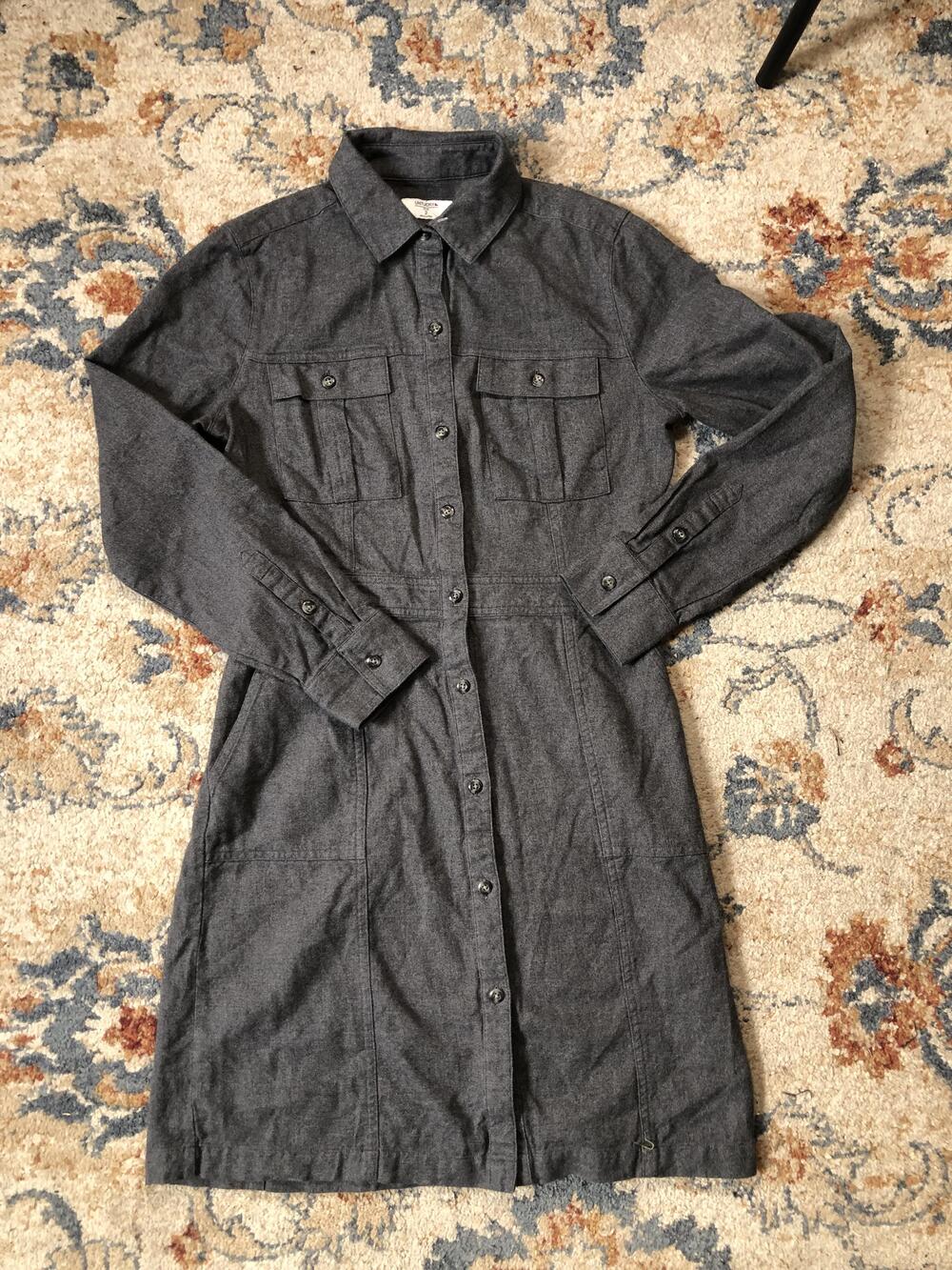 UNTUCKit Dress Womens 2 Gray Portia Button Front Long Sleeve Shirt Pocket 2022